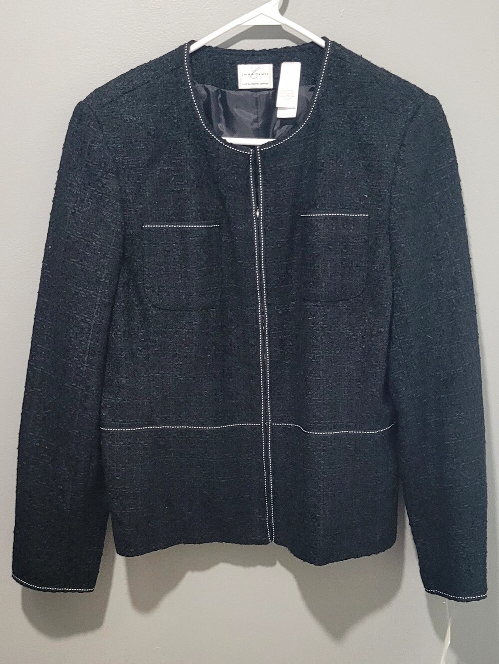 Nwt Emma James $89 Black Zip up Blazer Jacket Sz 14
